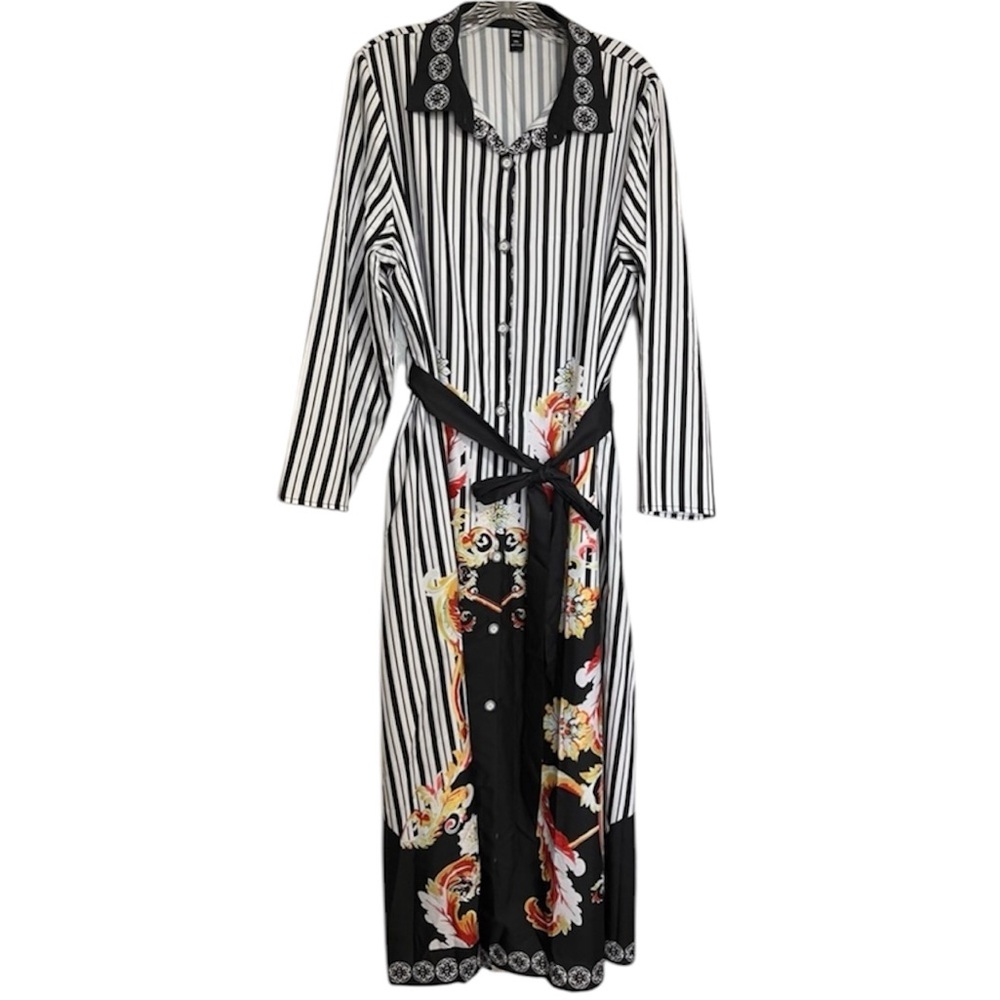 Shein Curve Striped Women’s Ladies Floral Dress 2XL